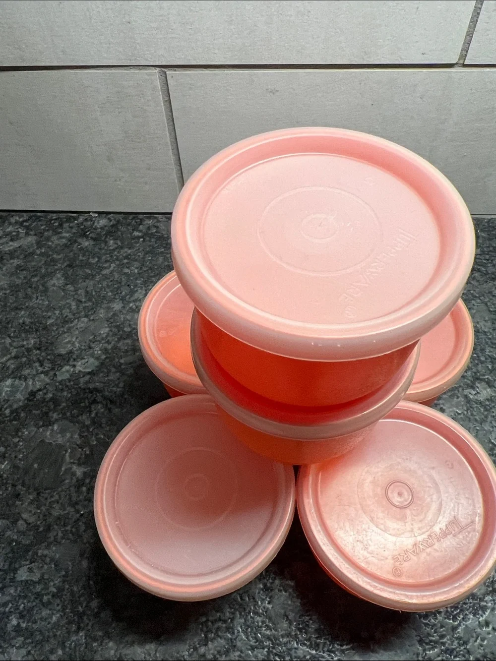 Vintage Tupperware Snack Cups Orange Food Storage Container Set of 6 Kids.